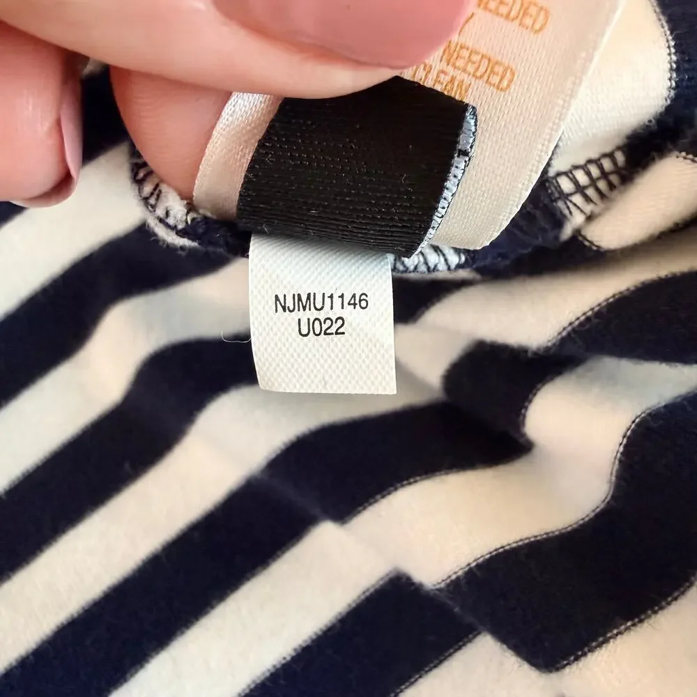 Kate Spade Navy White Stripe Rosette Jersey Dress Womens S Cotton